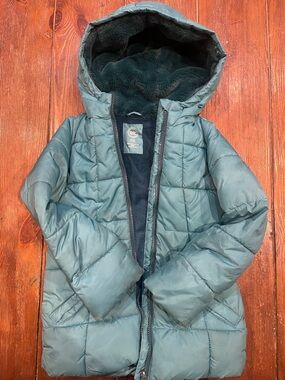 Children's Teal Puffer Coat with Hood